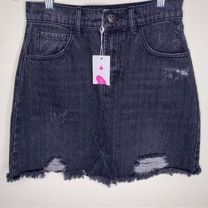 Buddy Love Size 26 Black Denim Distressed Mini Skirt